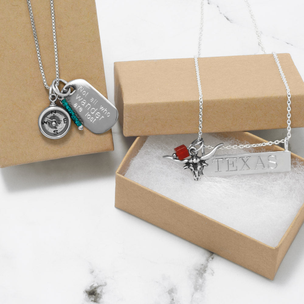 Oxidized Compass Charm