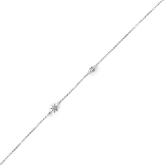 Pedi Perfect! Rhodium Plated Starburst Anklet