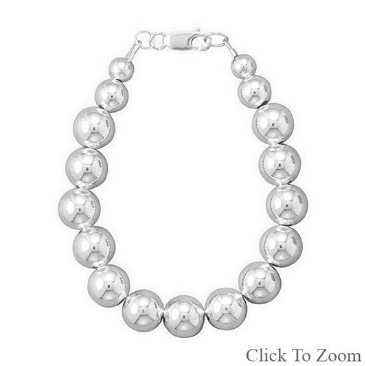 10mm Sterling Silver Bead Strand