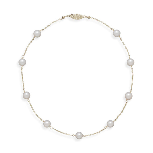 16" 14 Karat Yellow Gold Chain with 7mm Grade A Cultured Akoya Pearls