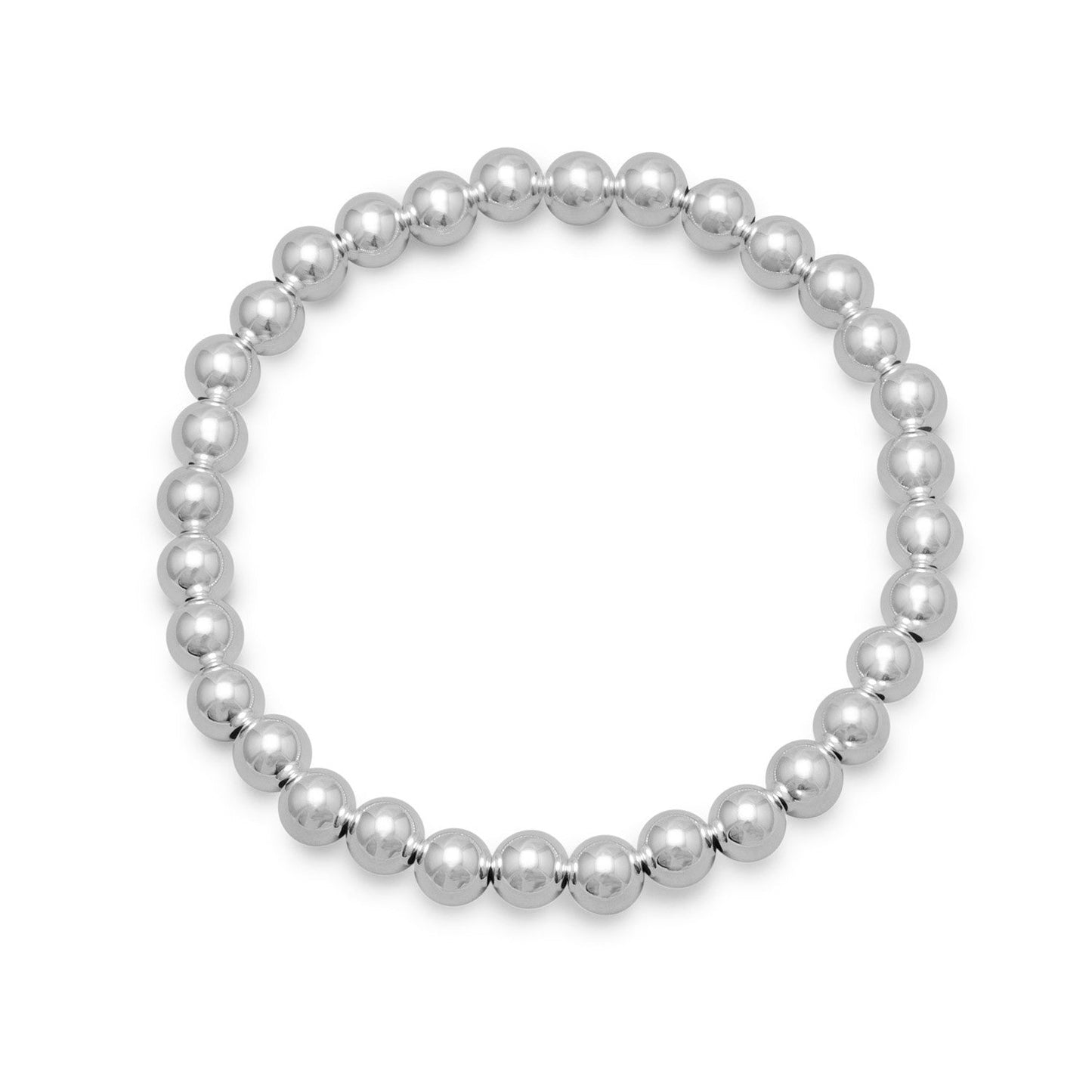 7" 6mm Sterling Silver Bead Stretch Bracelet