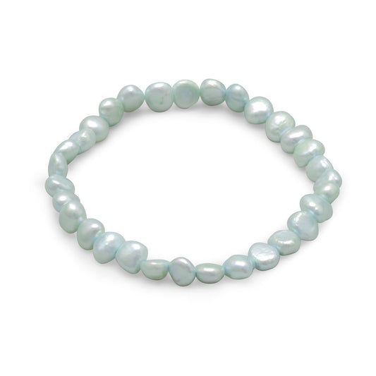 Blue Cultured Freshwater Pearl Stretch Bracelet