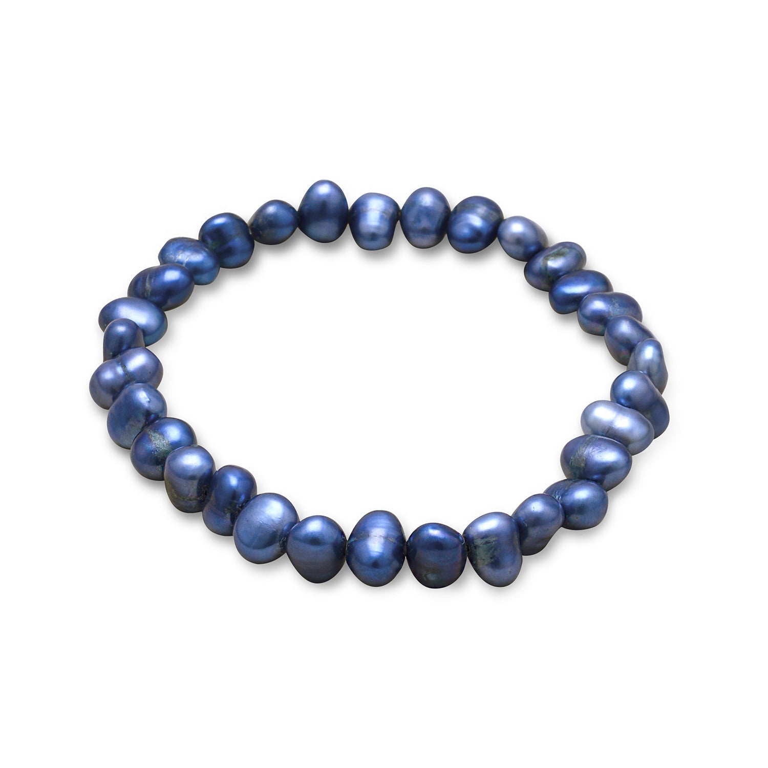 Dark Blue Cultured Freshwater Pearl Stretch Bracelet