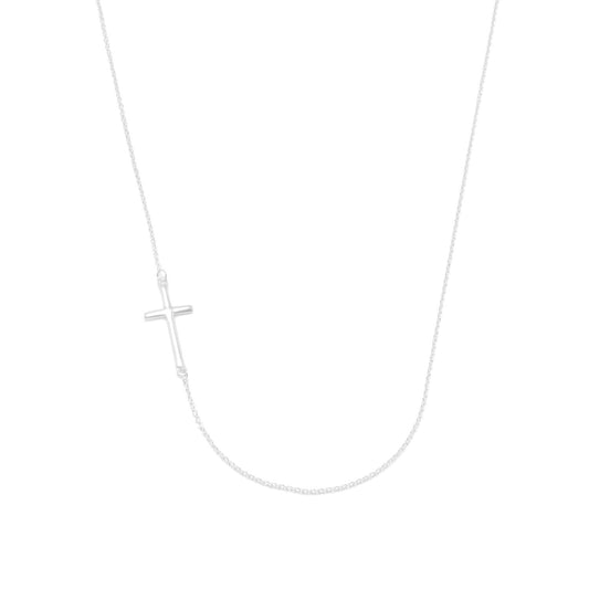 16" + 2" Necklace with Off Center Cross