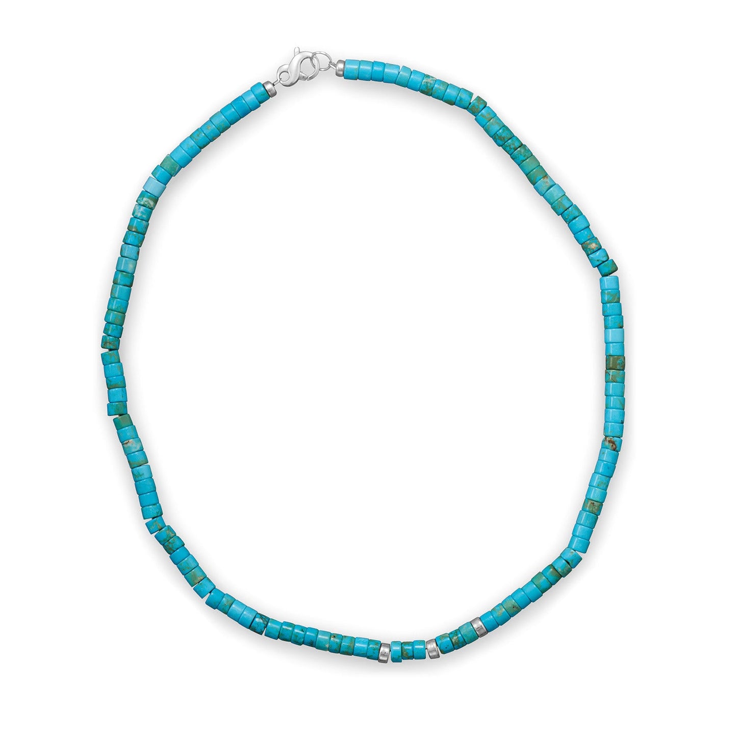 21" Reconstituted Turquoise Heshi Bead Necklace