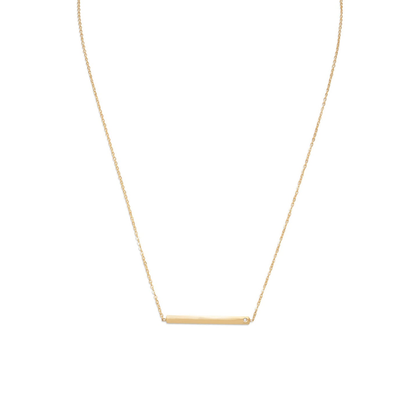 18" 14 Karat Gold Plated Bar Necklace with CZ