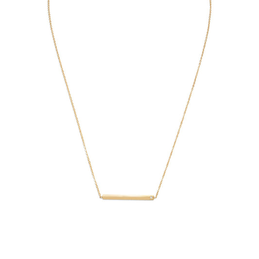 18" 14 Karat Gold Plated Bar Necklace with CZ