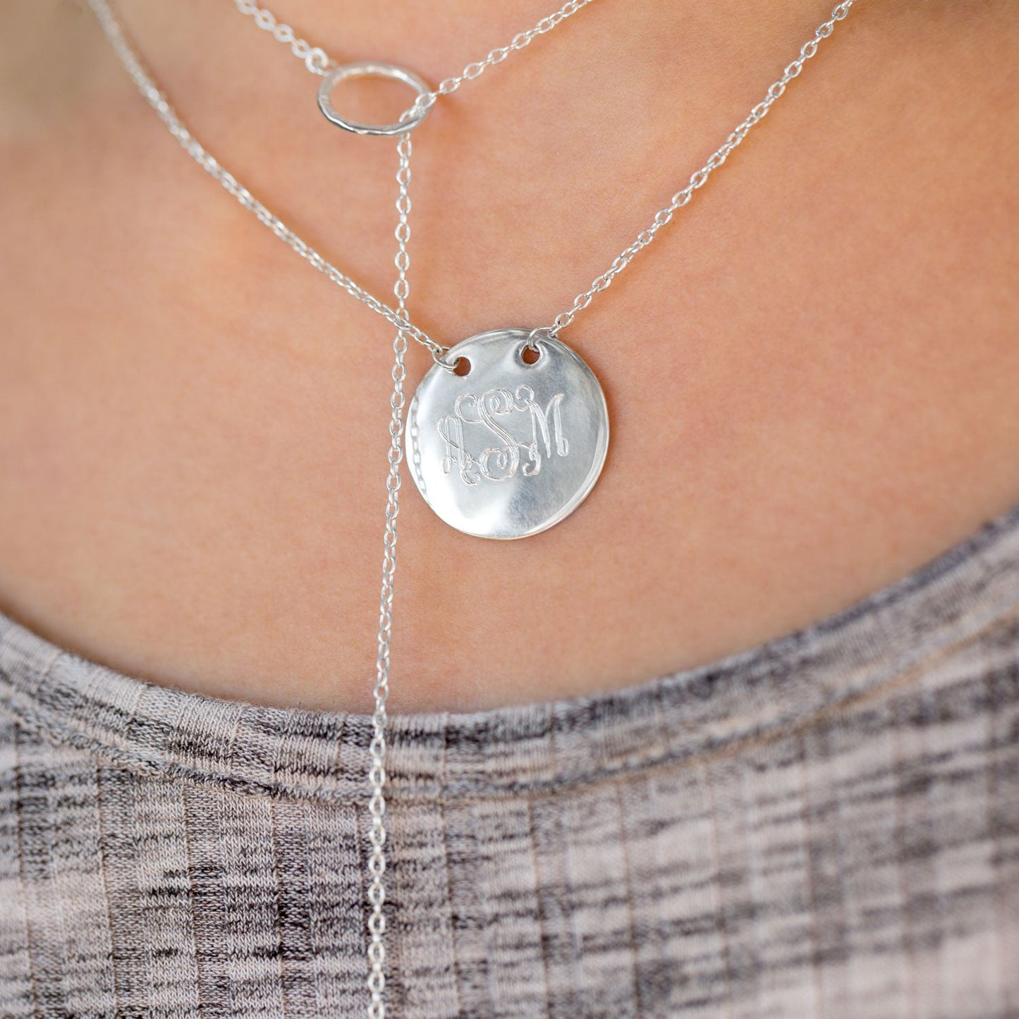 Polished Round Engravable Disk Necklace