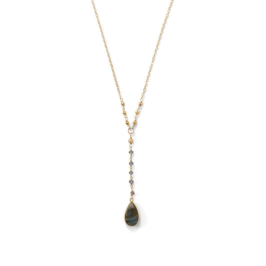 14 Karat Gold Plated Labradorite Drop Necklace