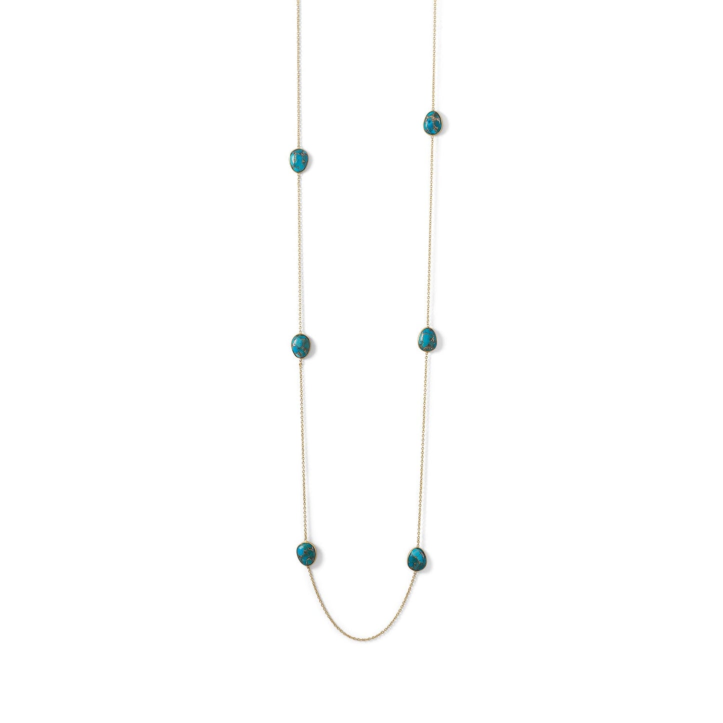 14 Karat Gold Plated Turquoise Stone Endless Necklace