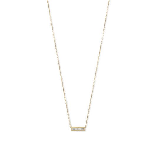 14 Karat Gold Plated Mini CZ Bar Necklace