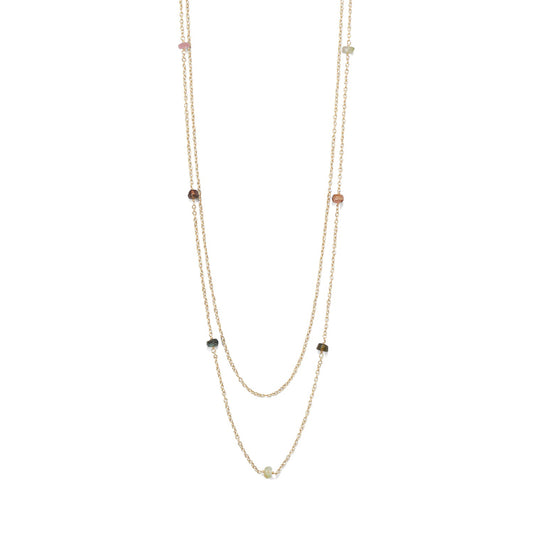 Two Strand 14 Karat Gold Plated Tourmaline Necklace