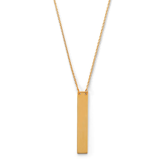 16" + 2" 14 Karat Gold Plated Vertical Bar Drop Necklace