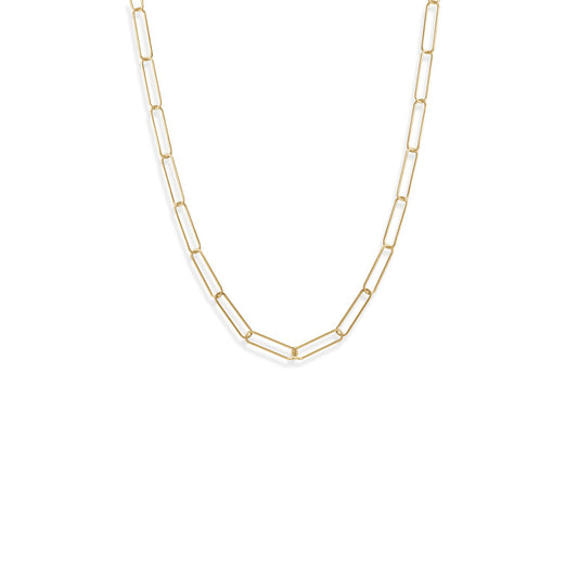 21" 14 Karat Gold Plated Paperclip Chain Necklace