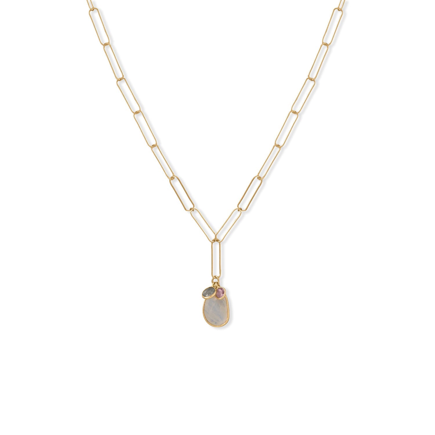 21" 14 Karat Gold Plated Charm Drop Necklace