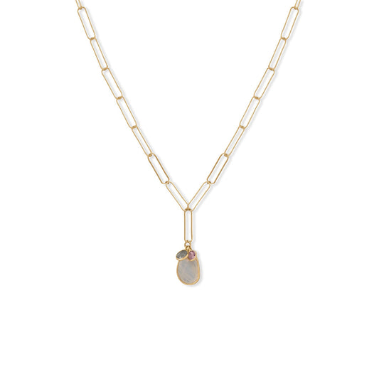 21" 14 Karat Gold Plated Charm Drop Necklace