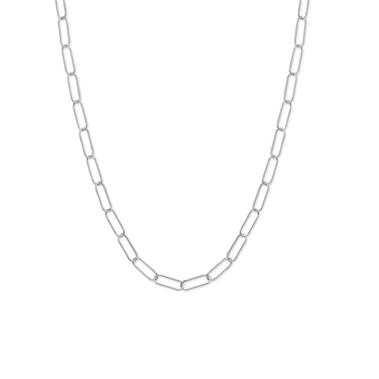 18" Rhodium Plated Paperclip Necklace