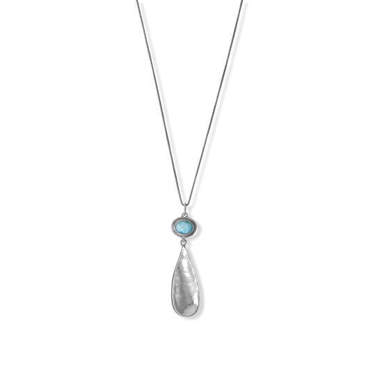 18" Larimar with Pear Drop Necklace