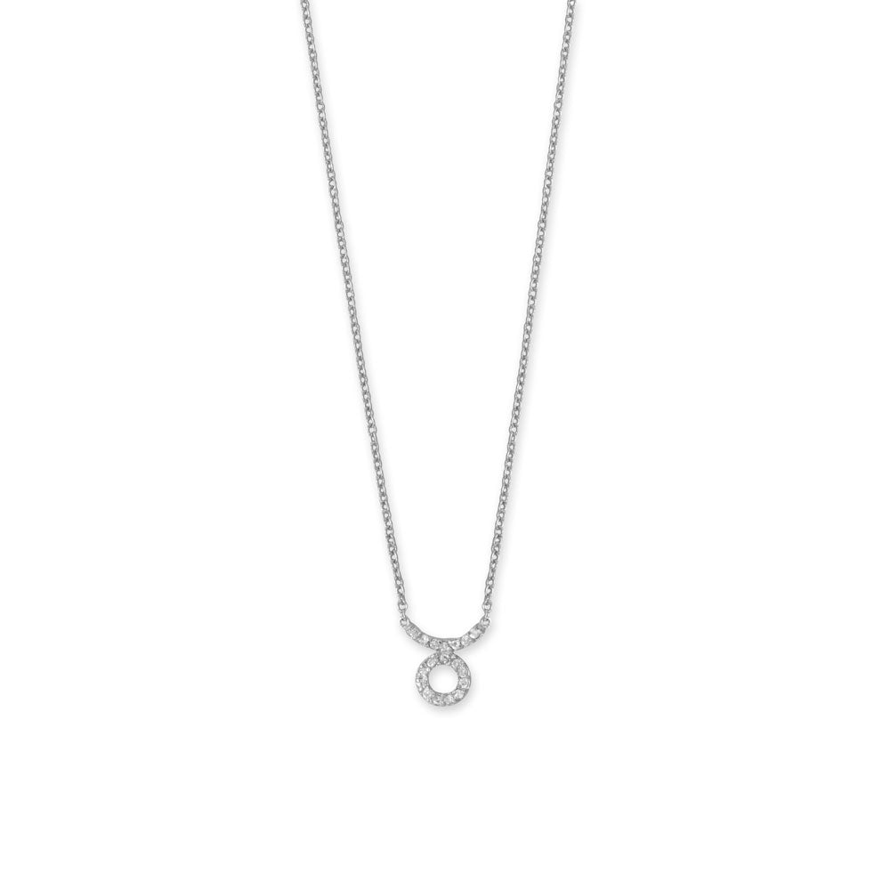 16" Rhodium Plated CZ Zodiac Symbol Necklace (All Signs)