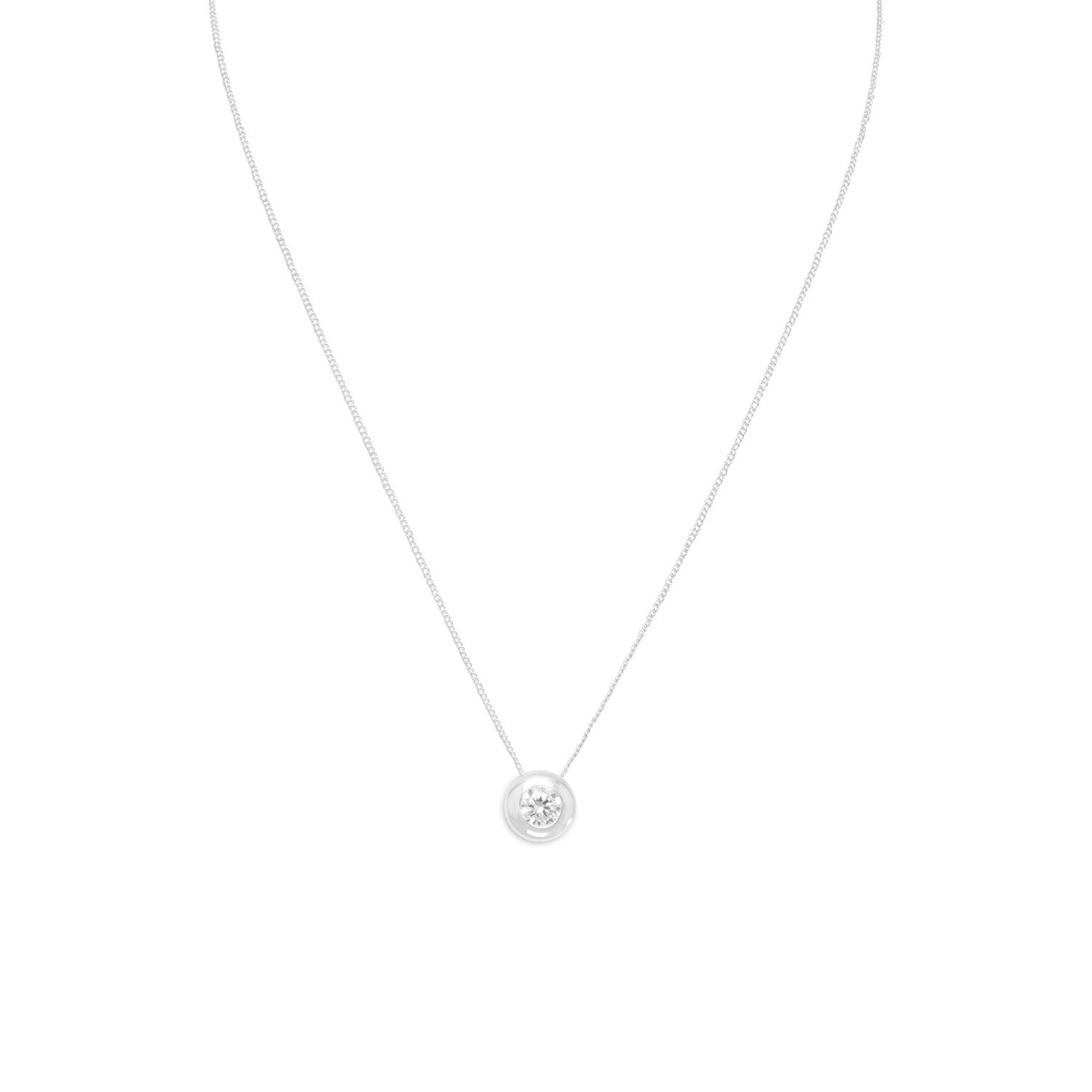 16" Necklace with 6mm Bezel Set CZ