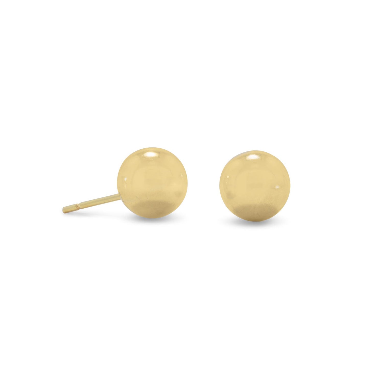 14 Karat Gold Plated 8mm Ball Stud Earrings