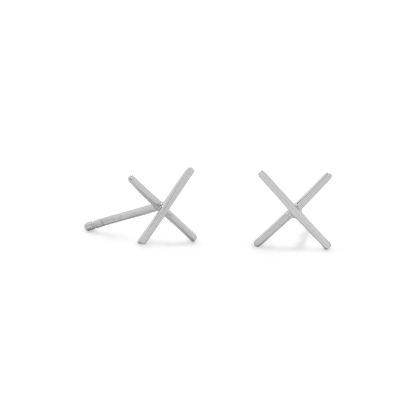 Rhodium Plated 'X' Stud Earrings