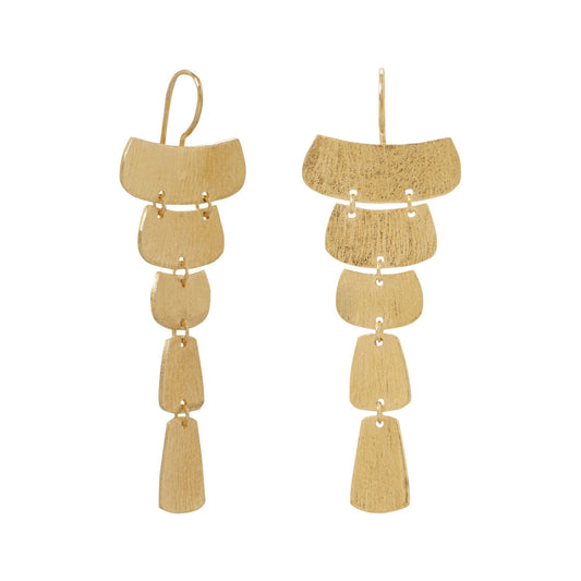 14 Karat Gold Plated Textured Cascading Plate Earrings