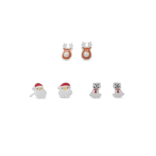 Santa, Reindeer and Polar Bear Earring Set