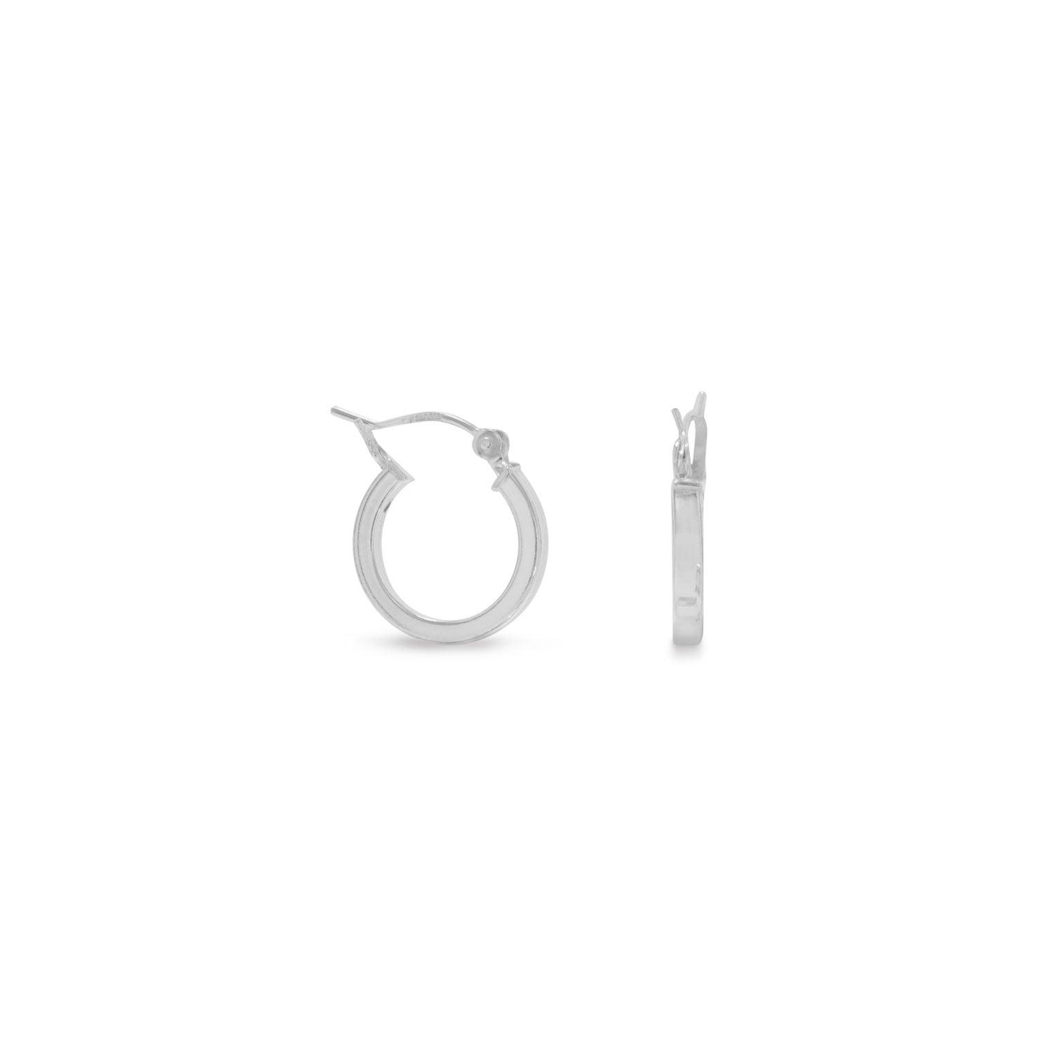 2mm x 14mm Square Tube Hoop Earrings