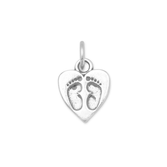 Heart Charm with Baby Footprints