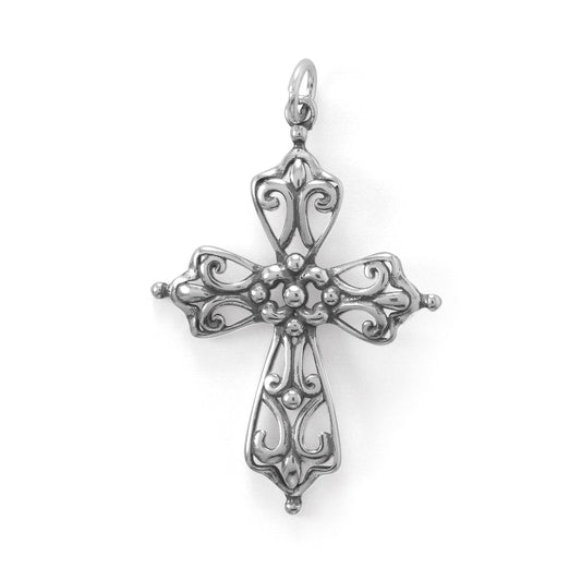 Oxidized Ornate Cross Pendant