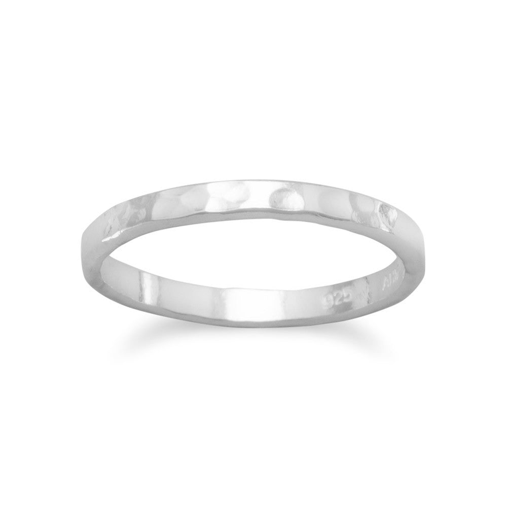 Thin Hammered Band Midi Ring