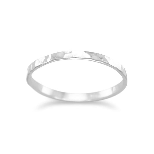 Thin Polished Hammered Band