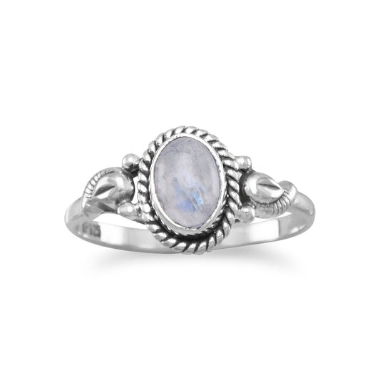 Oxidized Rainbow Moonstone Ring