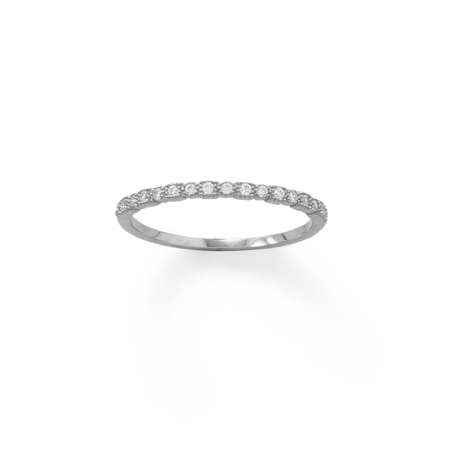 Rhodium Plated Thin CZ Ring