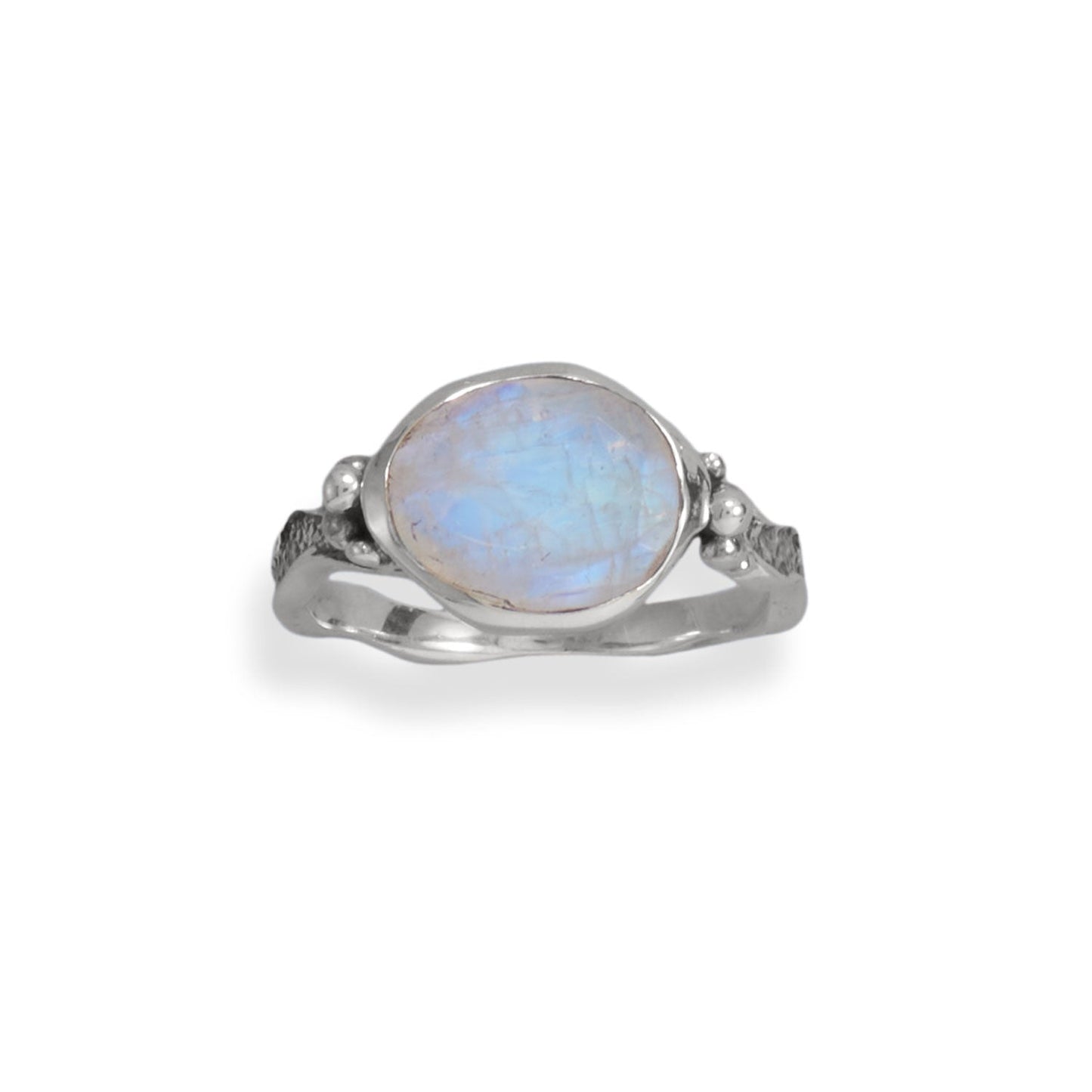 Oxidized Rainbow Moonstone Wavy Band Ring