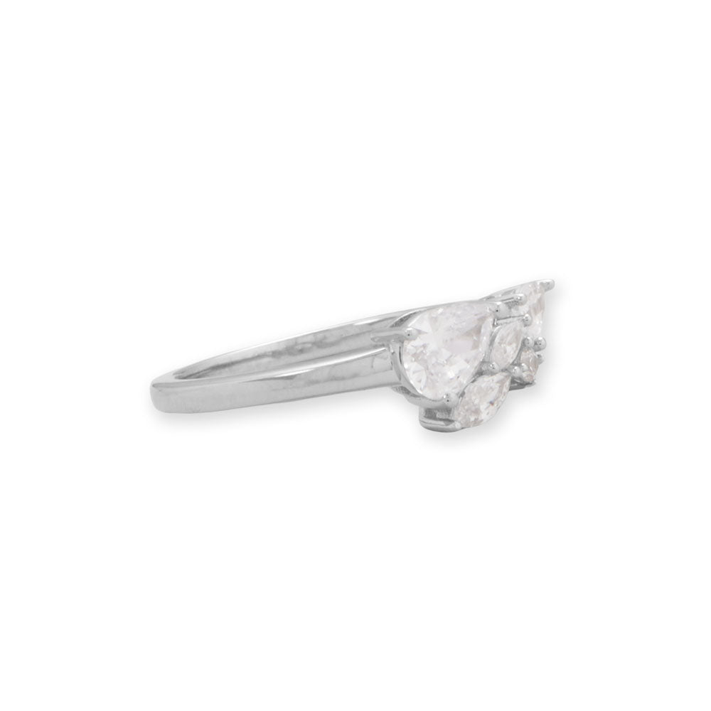 Rhodium Plated CZ Cluster Ring