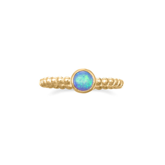 14 Karat Gold Plated Synthetic Blue Opal Ring