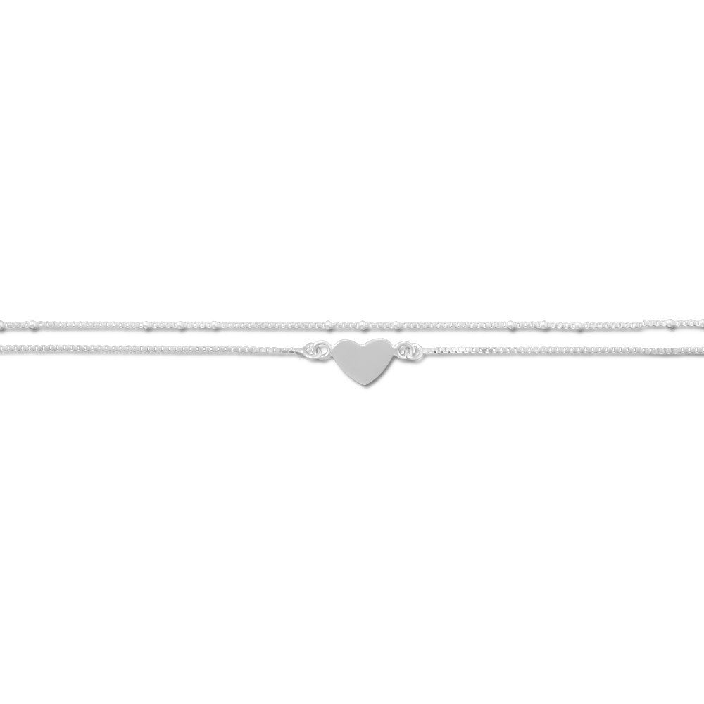 9" + 1" Double Strand Heart Anklet