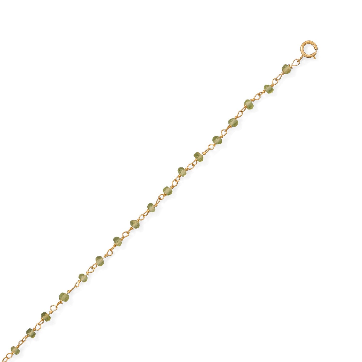 Fresh Look! Peridot 14 Karat Gold Plated Anklet