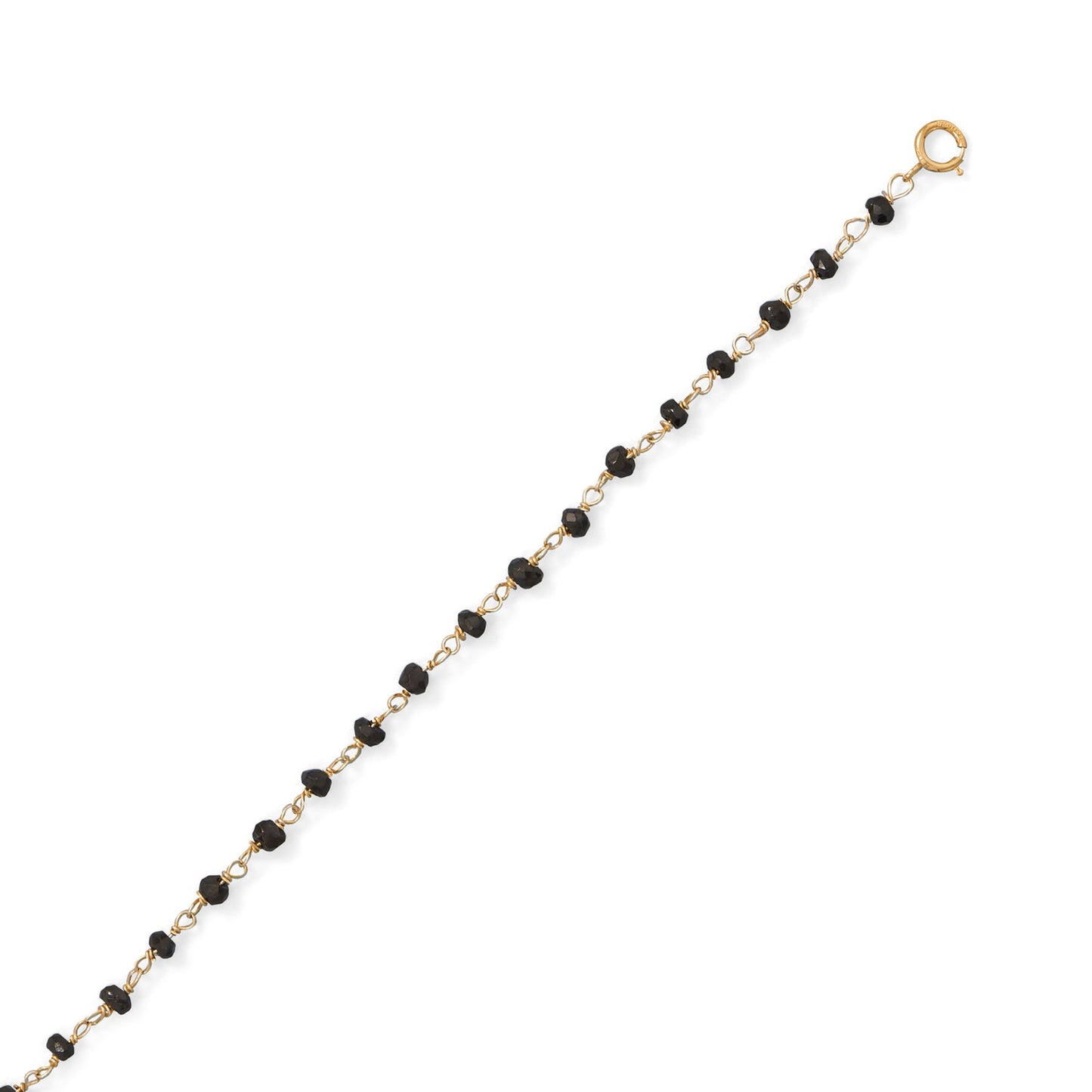 Midnight Sparkle! 14 Karat Gold Plated Black Spinel Anklet