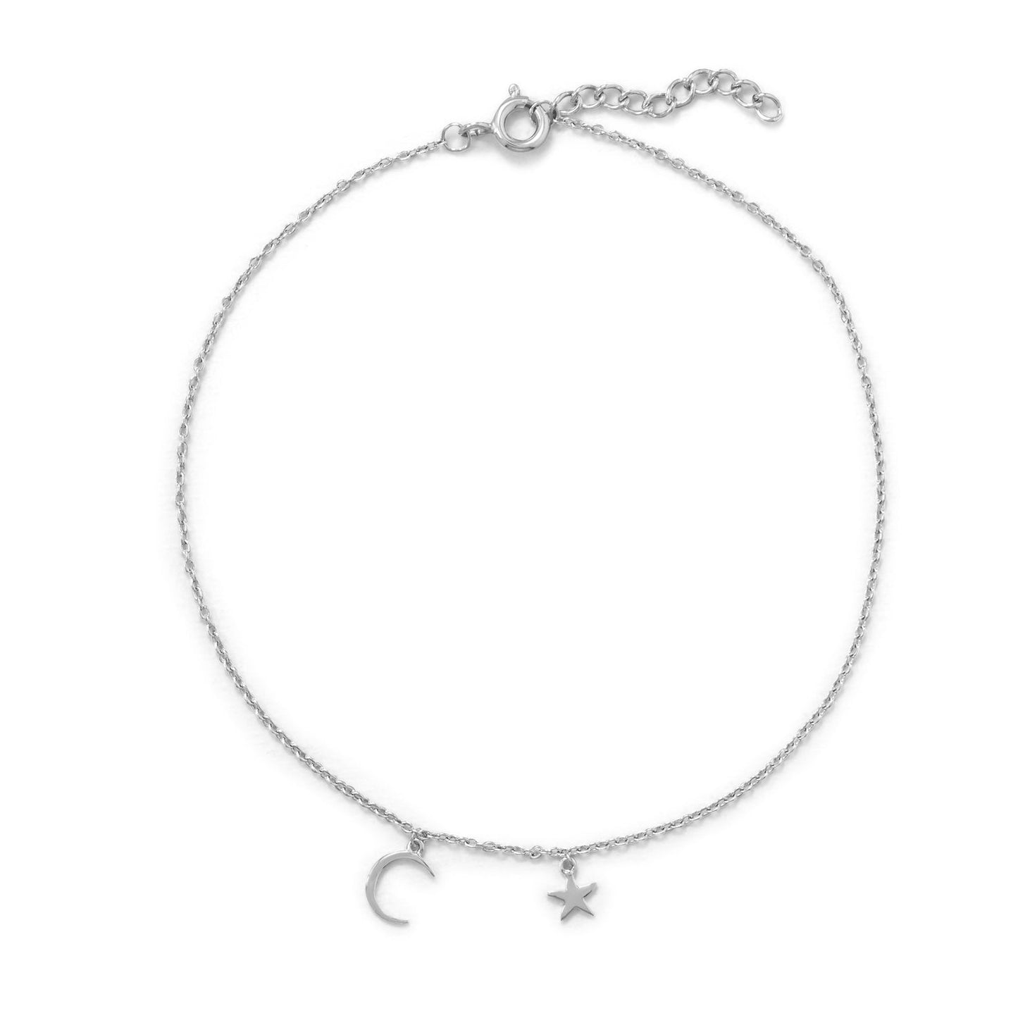 "My Moon and Stars" Rhodium Plated Anklet