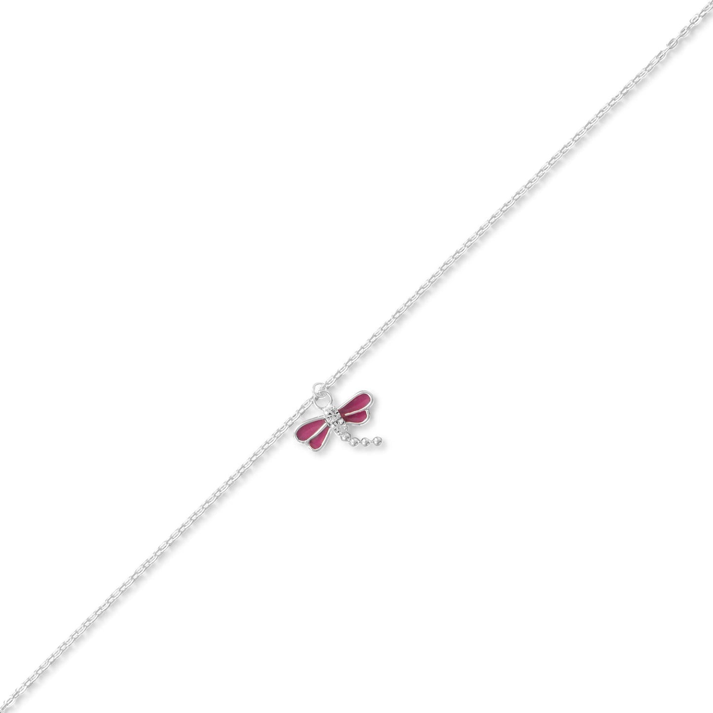 9"+1" Purple Dragonfly CZ Anklet