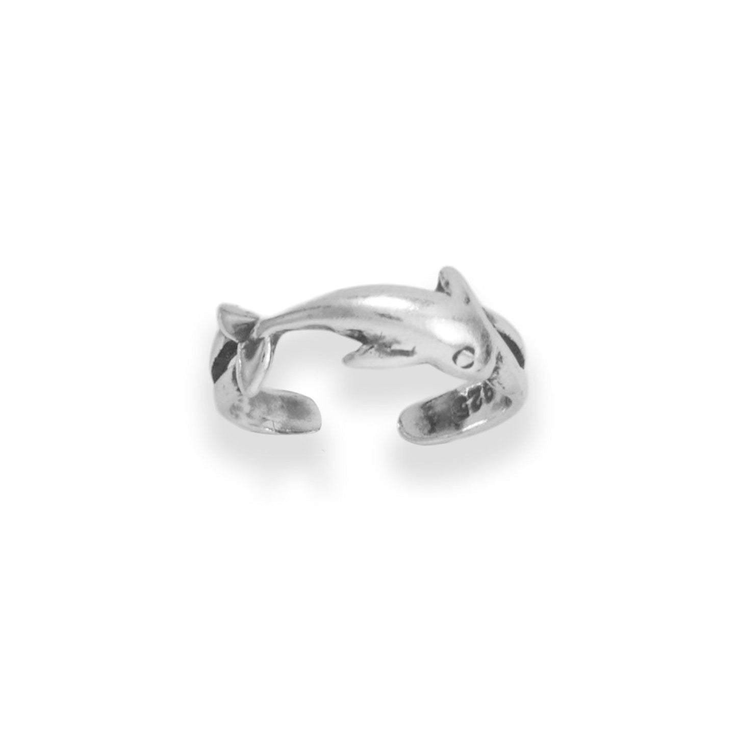 Oxidized Dolphin Toe Ring