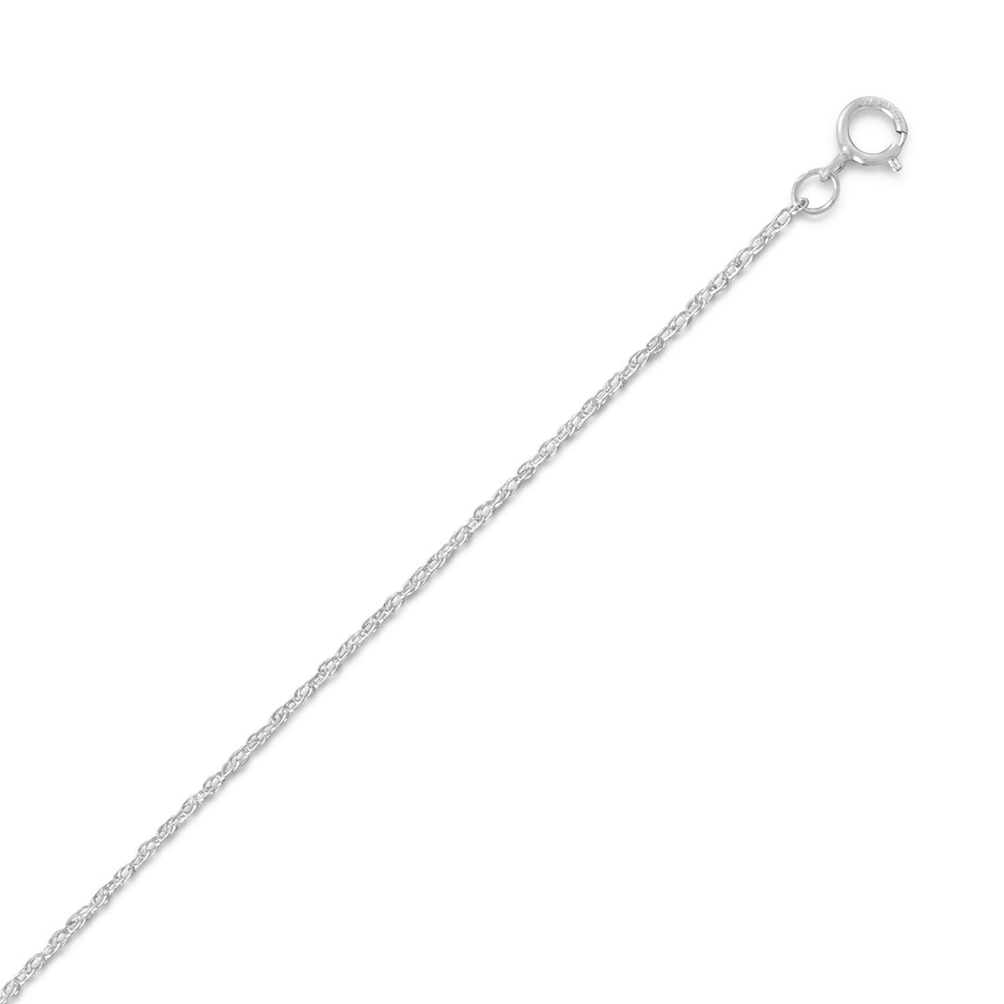 Rhodium Plated Light Rope Chain Necklace (1.1mm)