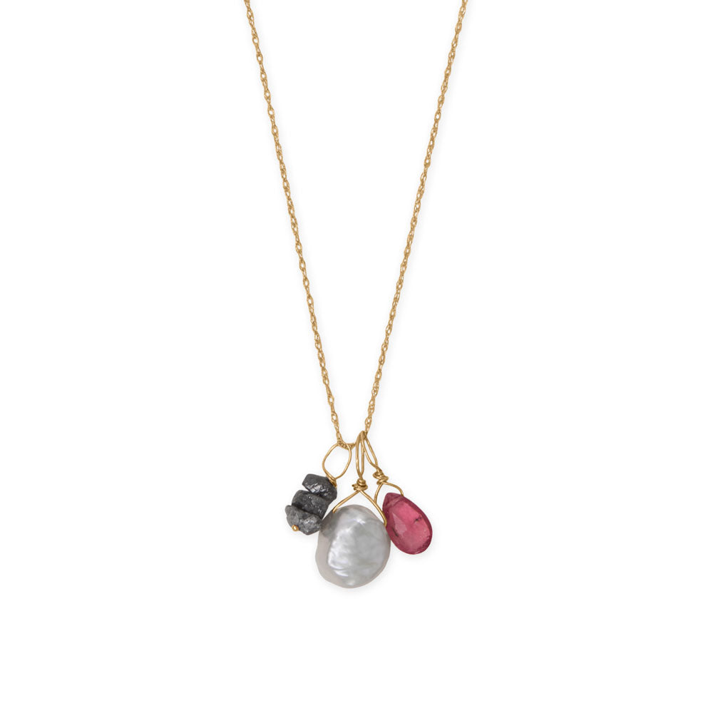 16" 14 Karat Gold Birthstone Necklace (January-December)